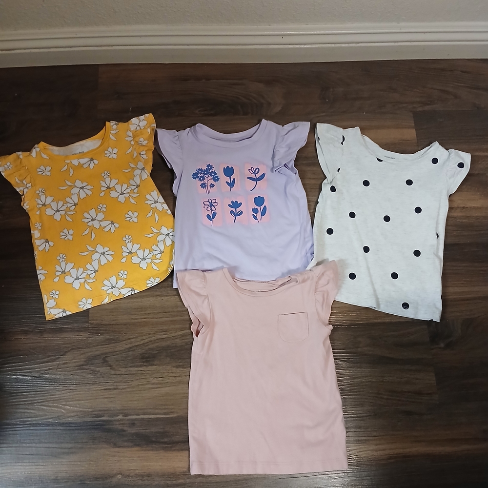 Bundle Of Toddler Girl Floral Graphics & Soild T-Shirt